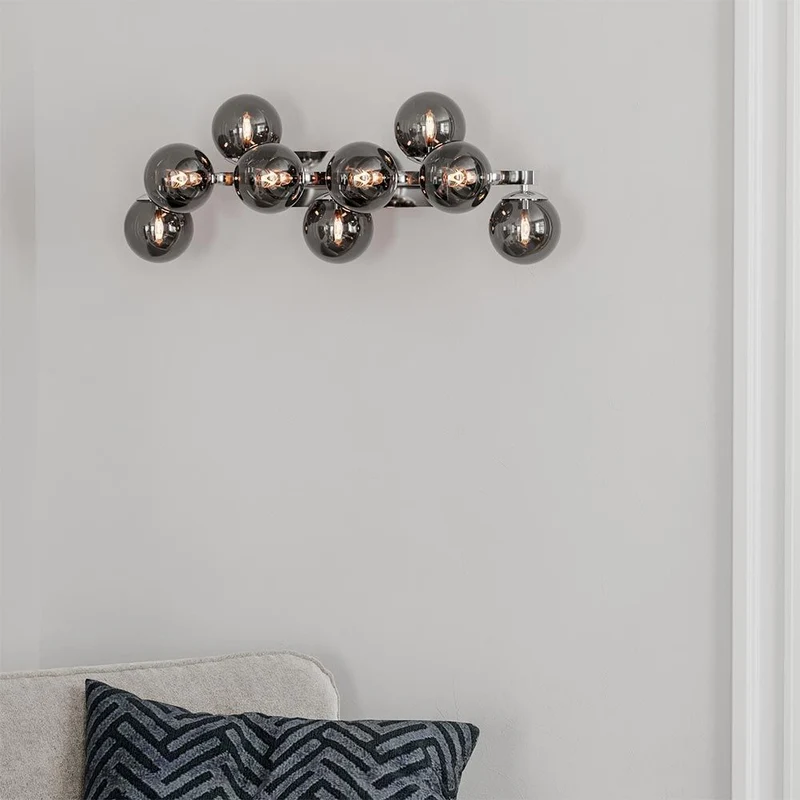 Wand- und Deckenleuchte Splendor 9-flg Chrom Rauchglas