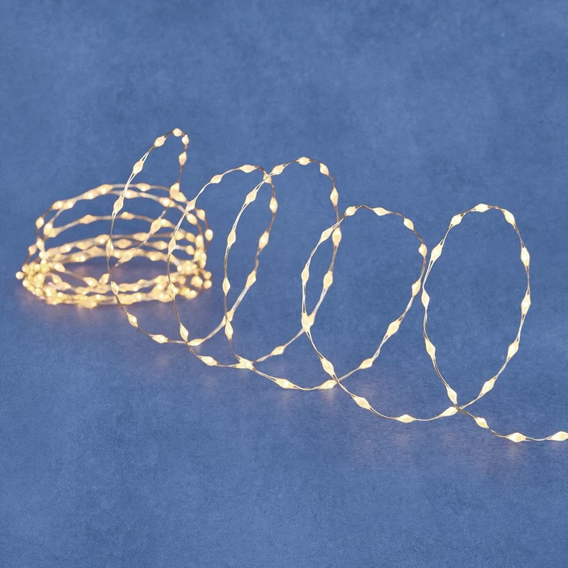 Wireljusslinga 2 meter med 20 LED-lampor i klassisk vit färg