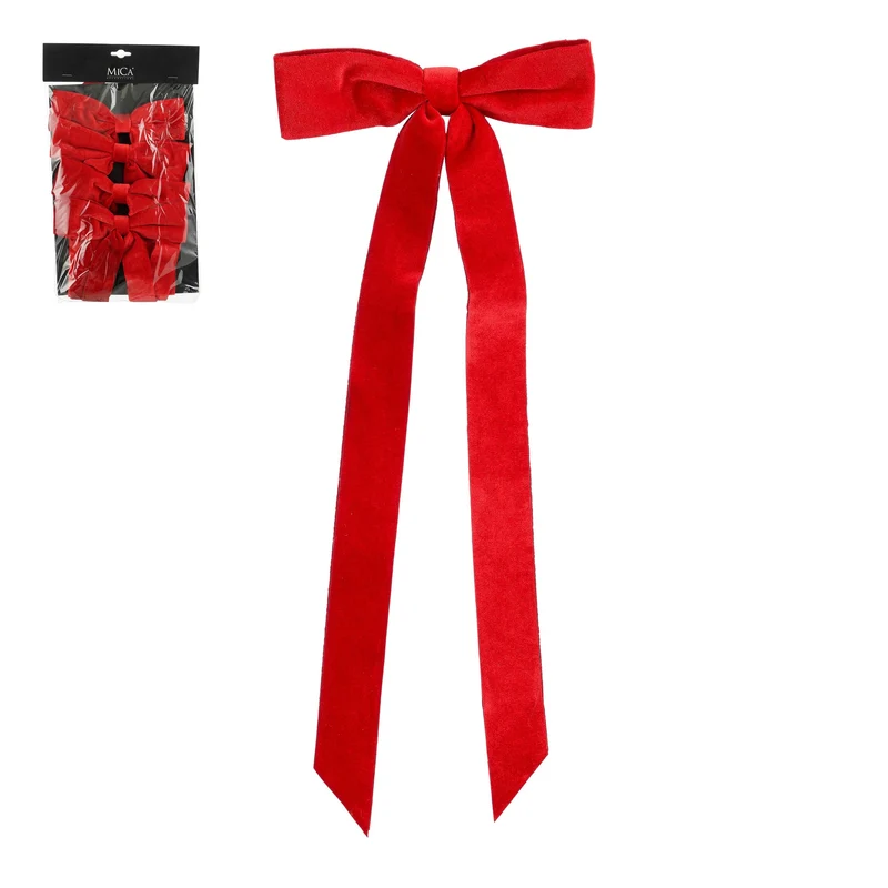 Röda rosetter med långa band 4-pack