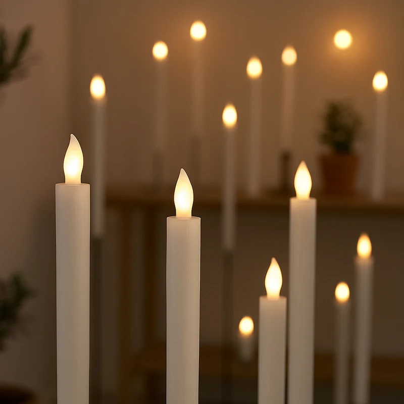 LED kronljus i äkta vax – 6 st. – 24,5 cm – med timerfunktion