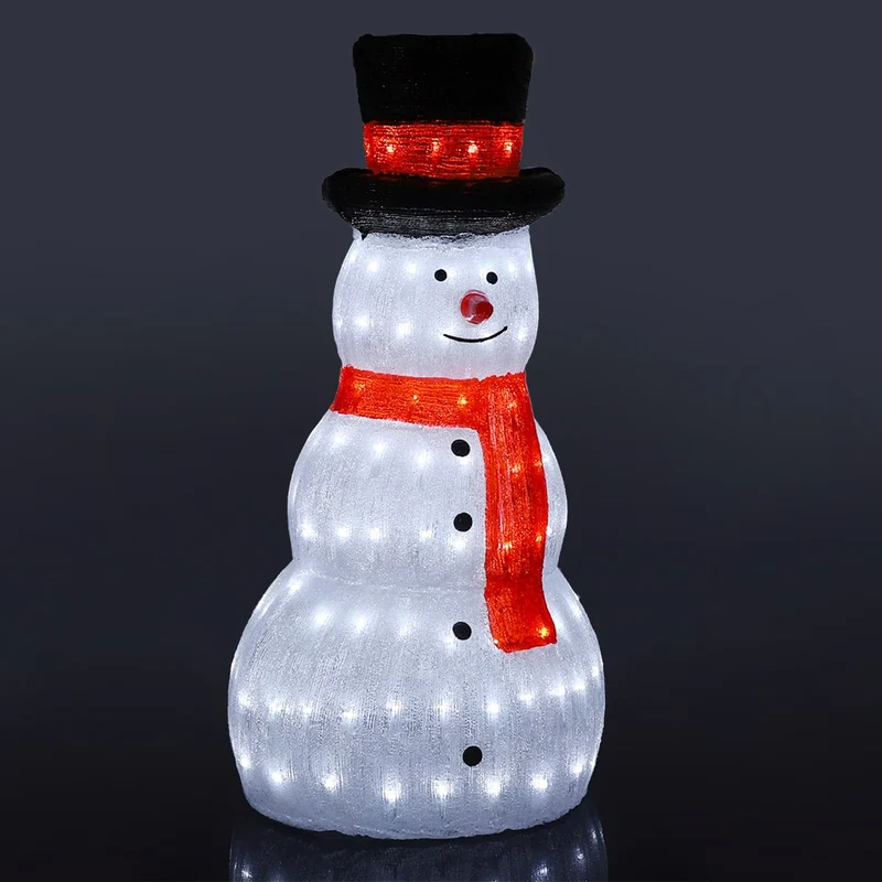 Snögubbe i akryl - 80 cm hög med LED-lampor -