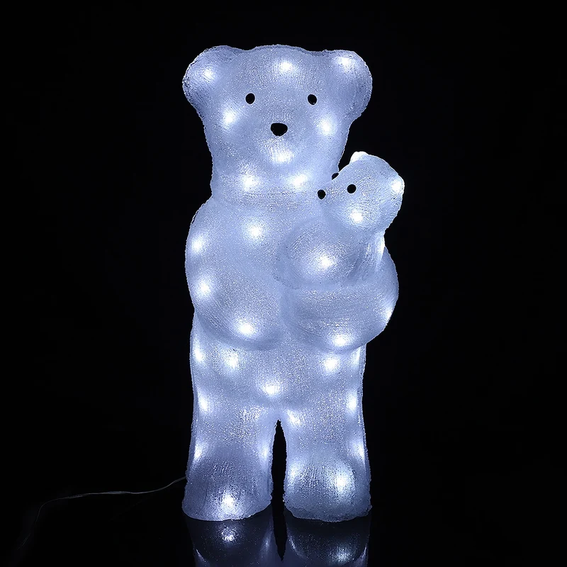 Akryl Isbjörn - Höjd 60 cm med LED-lampor -