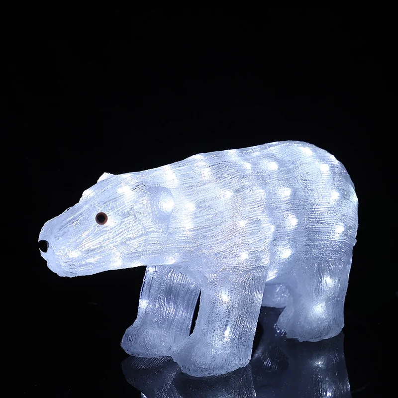 Akryl Isbjörn - Höjd 29 cm med LED-lampor -