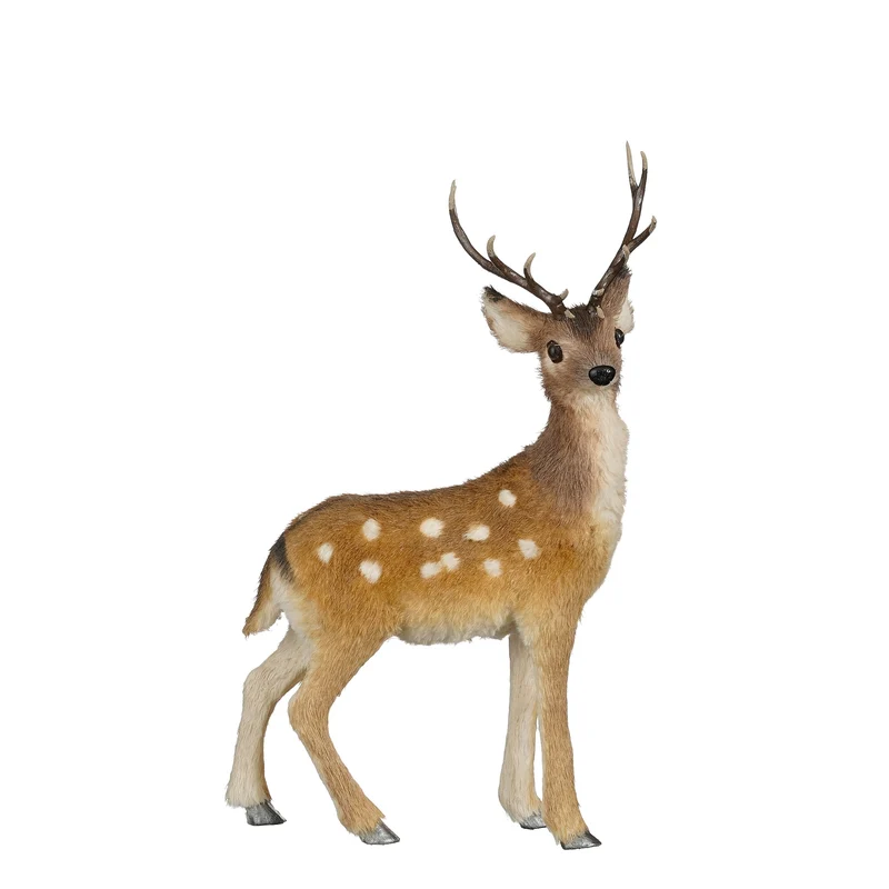 Stående dovhjortsfigur med horn, 39 cm hög