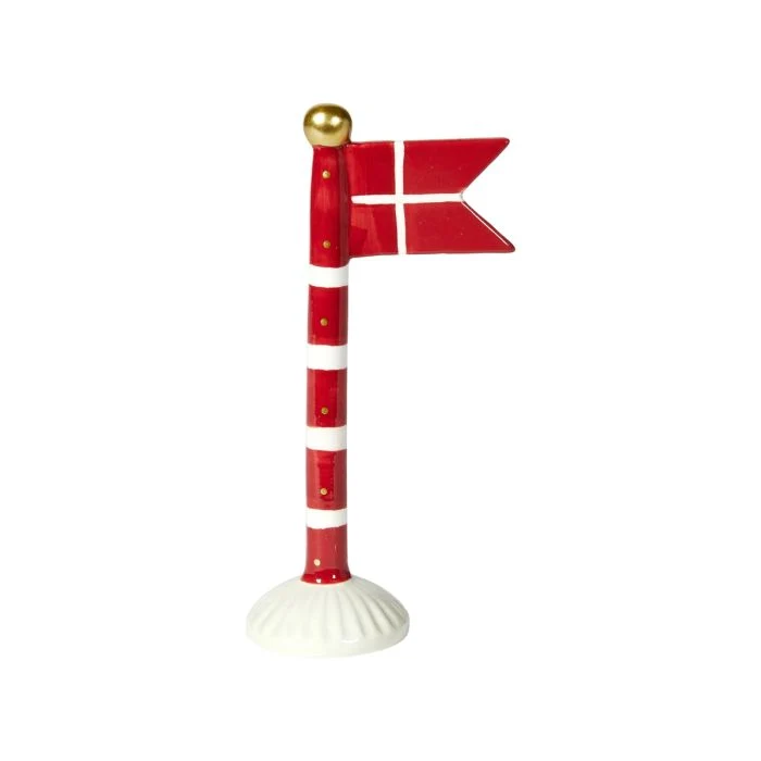 Flaggstång med spetsig flagga 19 cm hög röd och vit
