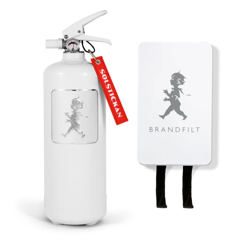 Paket Solstickan brandsläckare & brandfilt vit/silver