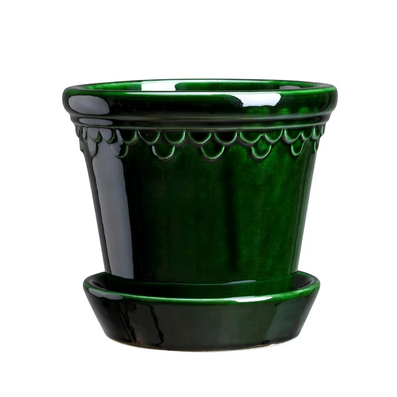 Bergs Potter Kruka med fat, Jugend - Grön 18 cm
