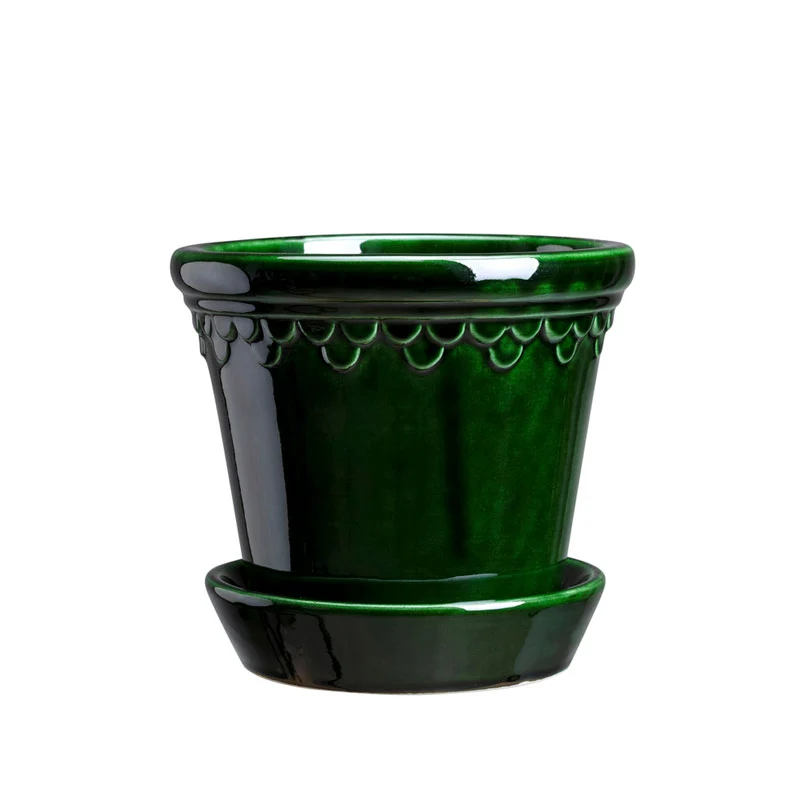 Bergs Potter Kruka med fat, Jugend - Grön 12 cm