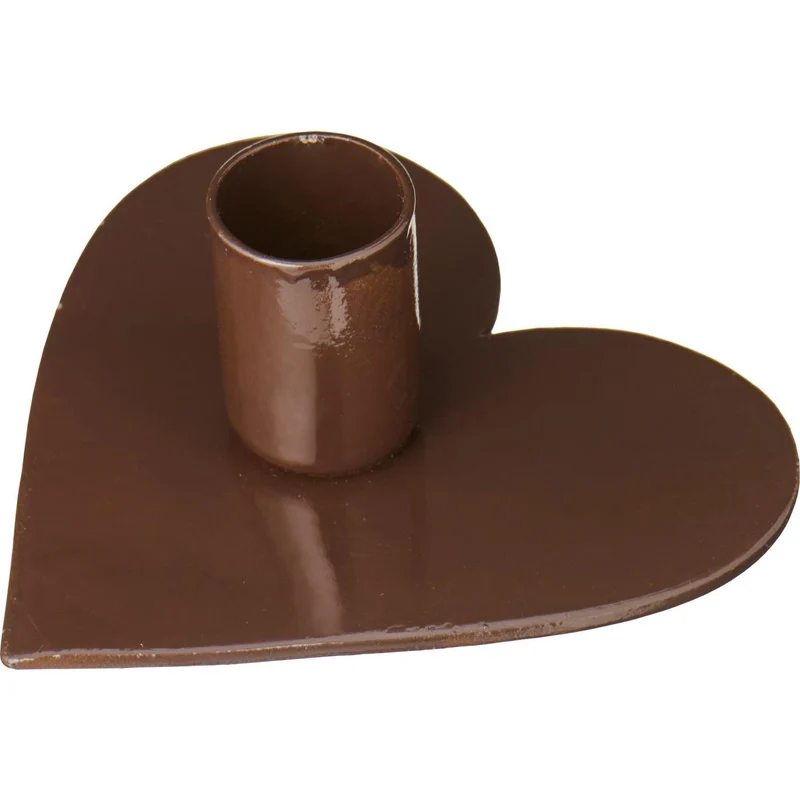Hjärtformad ljusstake för värmeljus, brun
