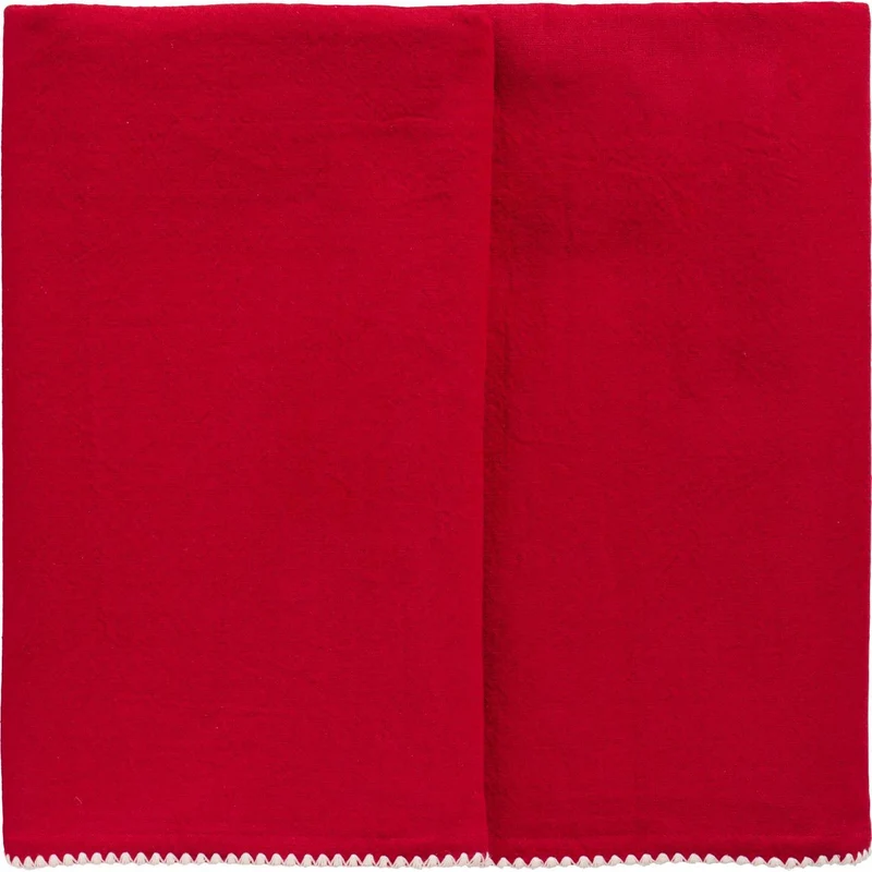 Duk Dagmar röd med vita stickningar 150 cm x 250 cm