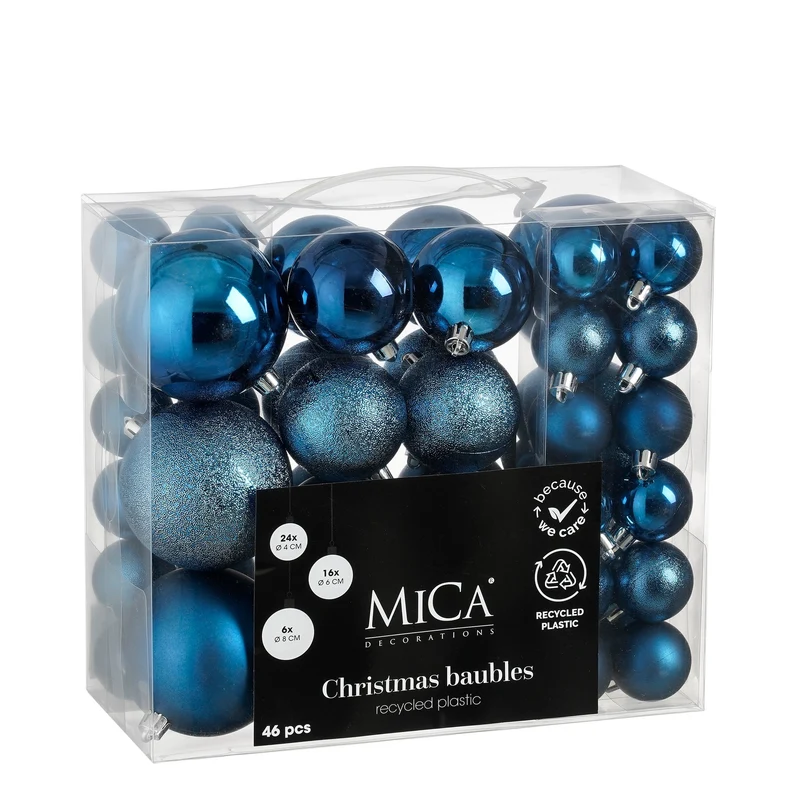 Blå julkulor i plast 46-pack