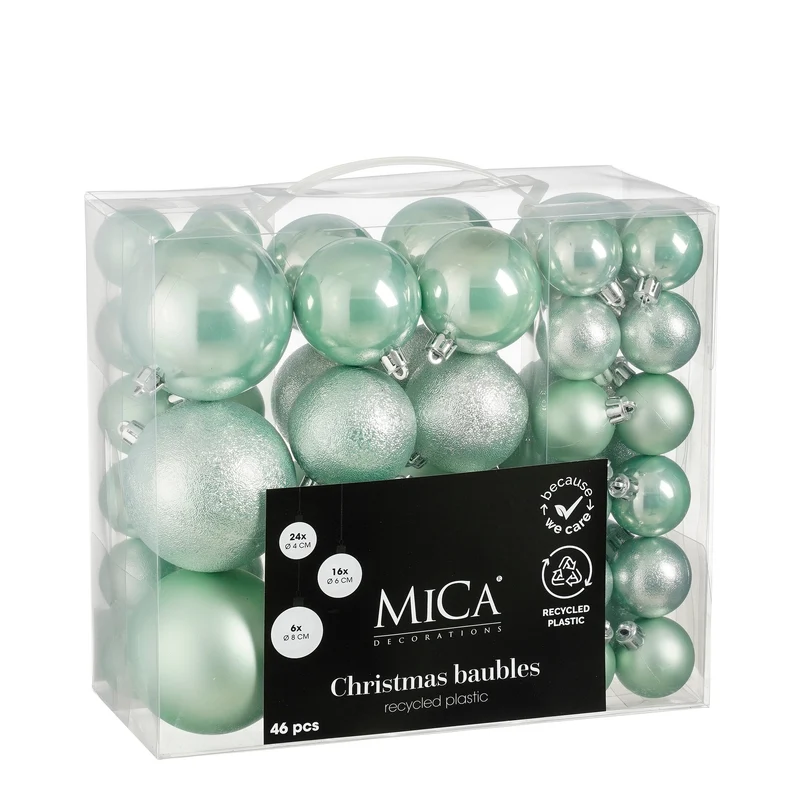 Julkulor i plast mintgröna 46-pack