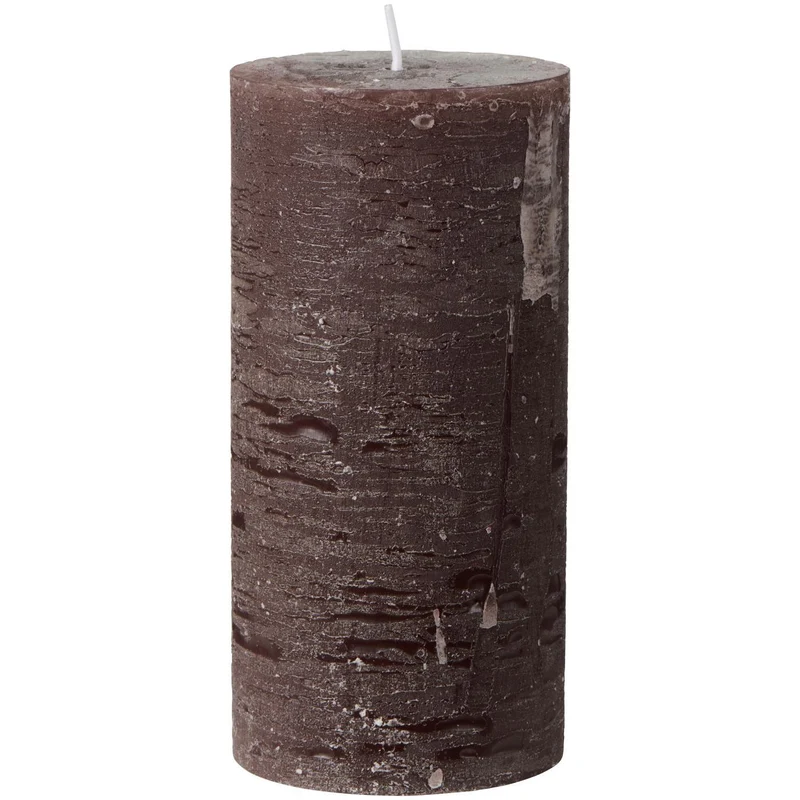 Rustikt chokladbrunt blockljus 14 cm högt