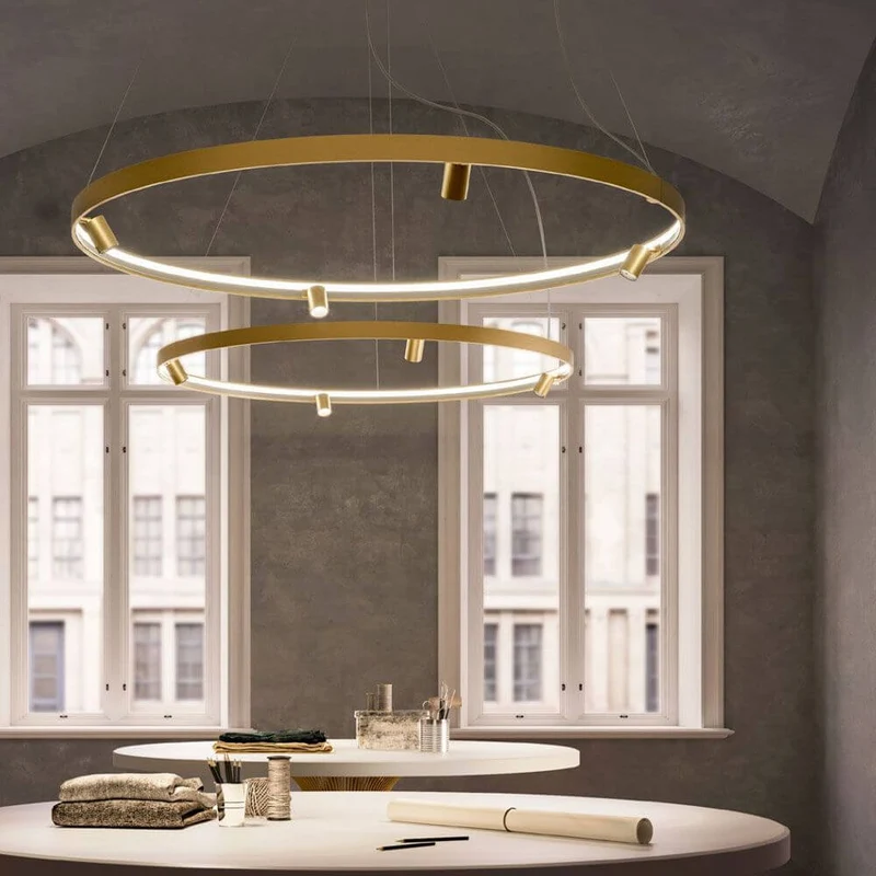 Panzeri Arena LED-Ring Pendelleuchte mit Spots