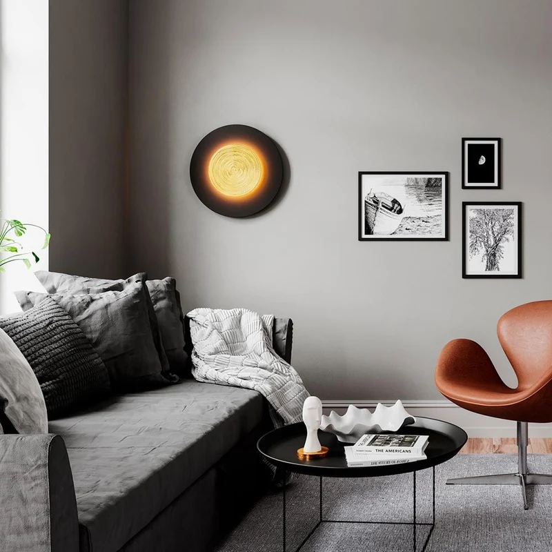 LED Wandlampe Nitra Ø 50cm Schwarz, Goldfarben