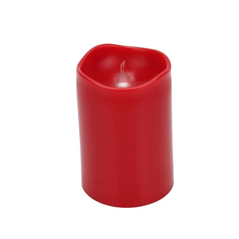 LED-blockljus i plast - 6 st. - 7,4 cm - m/ 3D-låga - röd