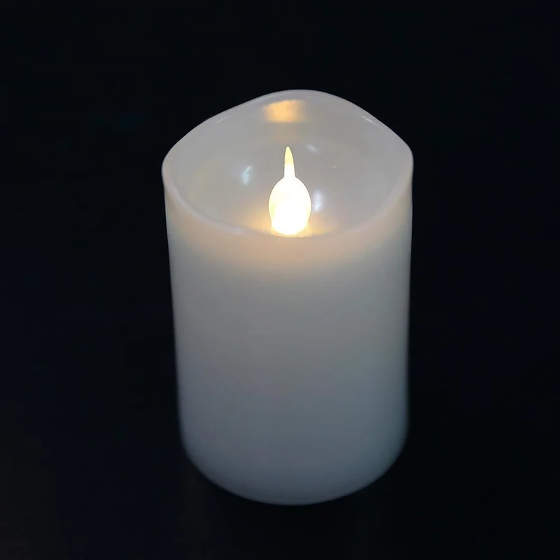LED-blockljus i plast – 6 st. – 7,4 cm – m/3D-låga – vit