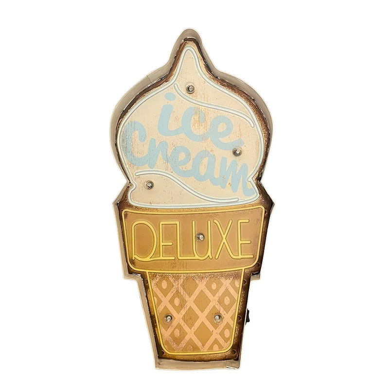 Retroskylt ICE CREAM DELUXE med ljus