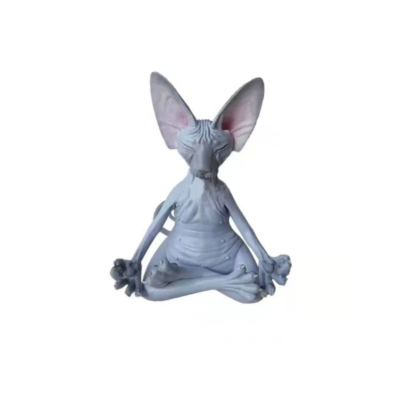 Sfinx Katt Yogastatue Mediterande Syntetiskt Harts