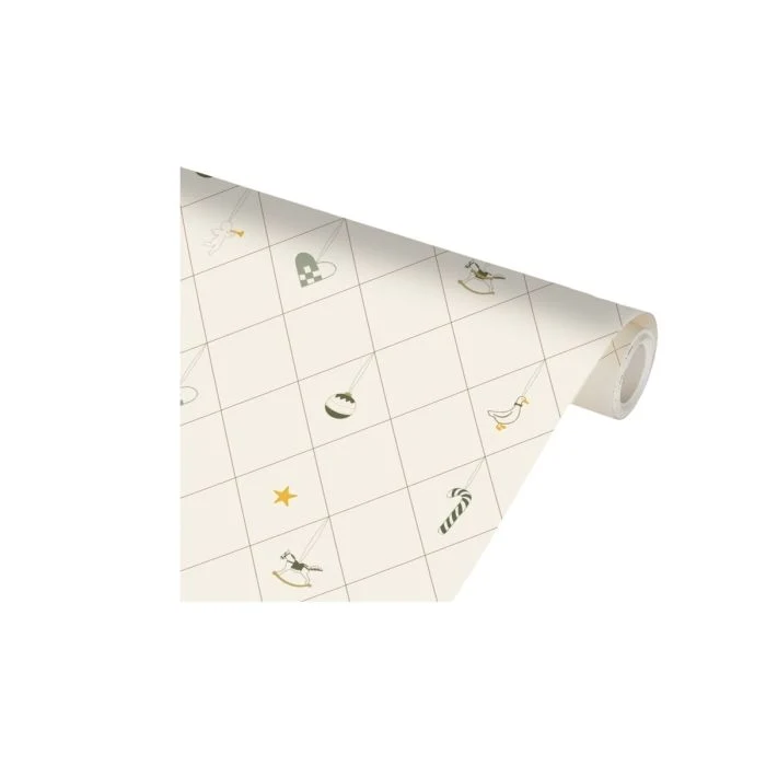 Presentpapper med julmotiv i grönt 5 m