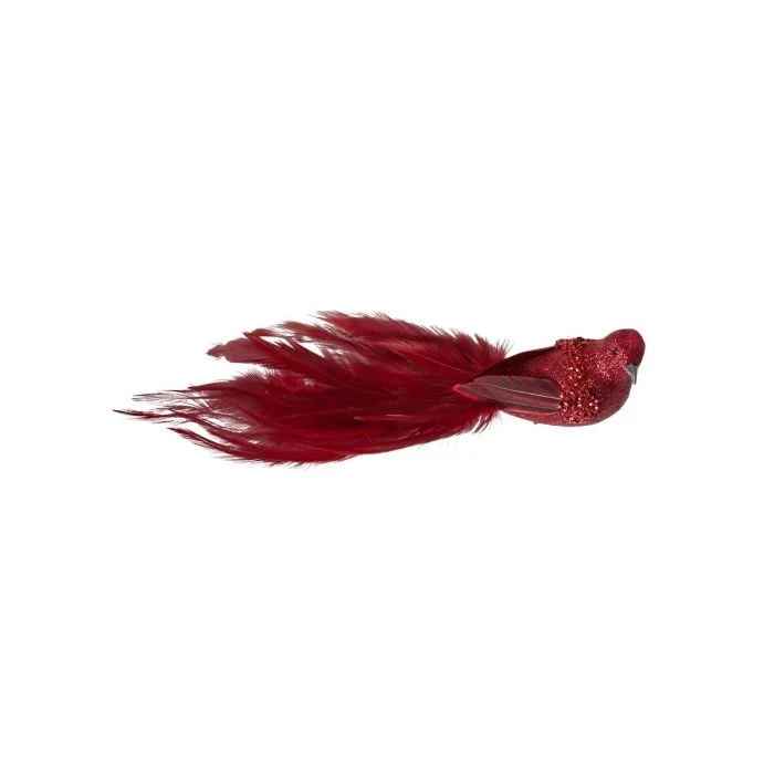 Fågel med klämma 22 cm lång röd