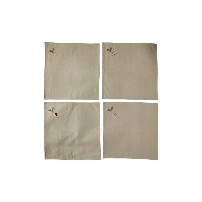 Tygservetter med brodyr 4-pack