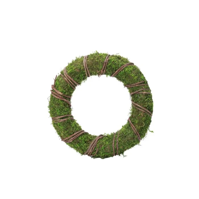 Mosskrans med rattan 25 cm dia