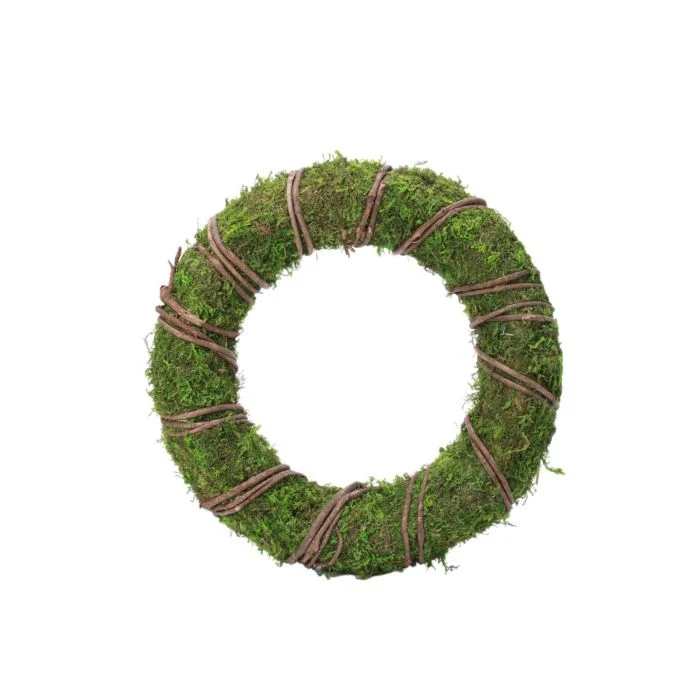 Mosskrans med rattan 30 cm dia