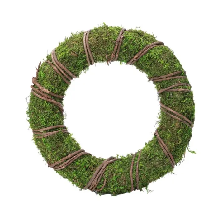 Mosskrans med rattan 40 cm dia