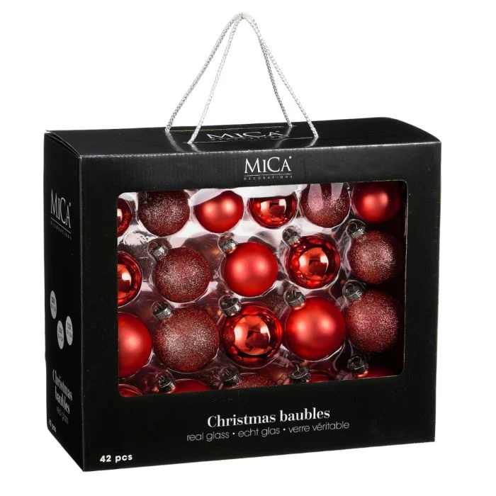 Julgranskulor 42-pack röda