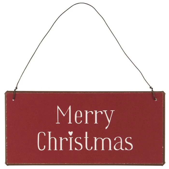 Metallskylt Merry Christmas rött
