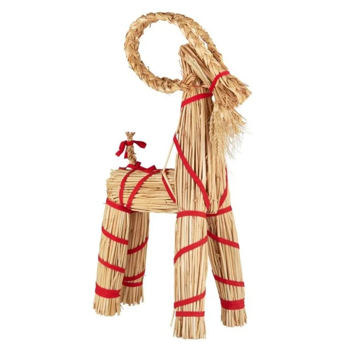 Julbock med rött band och skägg 63 cm hög