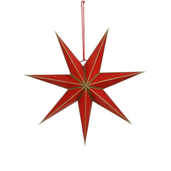 Julstjärna röd med guldfärgade kanter 45 cm i dia