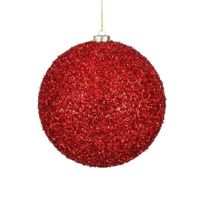Stor julgranskula röd glitter 20 cm i diameter