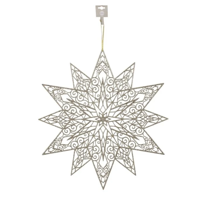 Champagnefärgad snöflinga 49 cm i dia