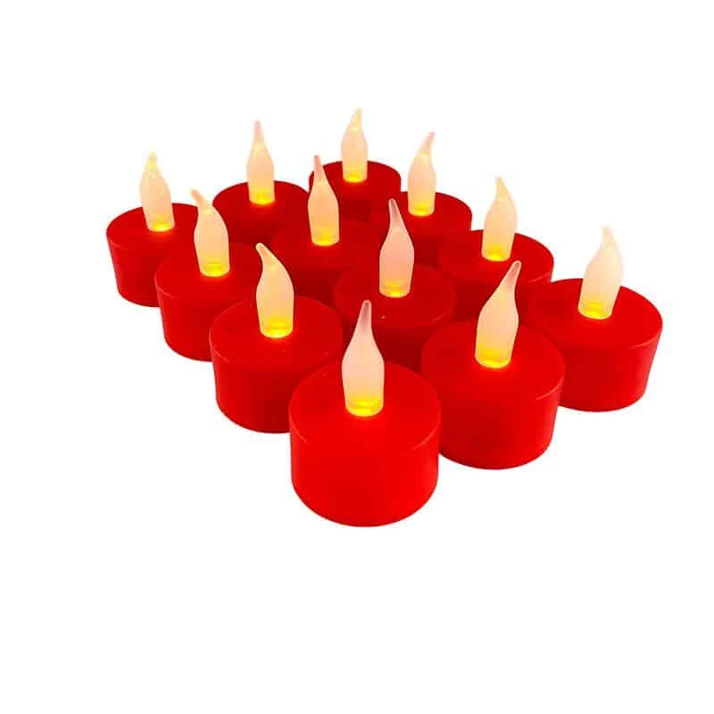 LED-värmeljus i plast – 12 st. – ø3,5 x 5 cm – röd –