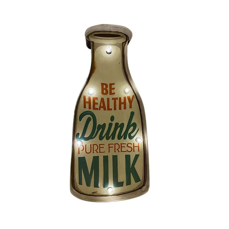 Retroskylt DRINK MILK med ljus