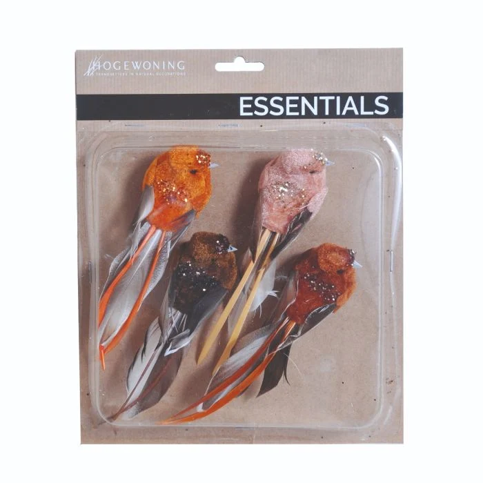Fåglar i flera färger 4-pack