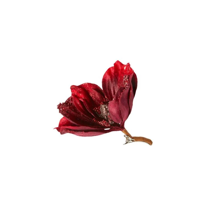 Blomhuvud med klämma magnolia mörkröd