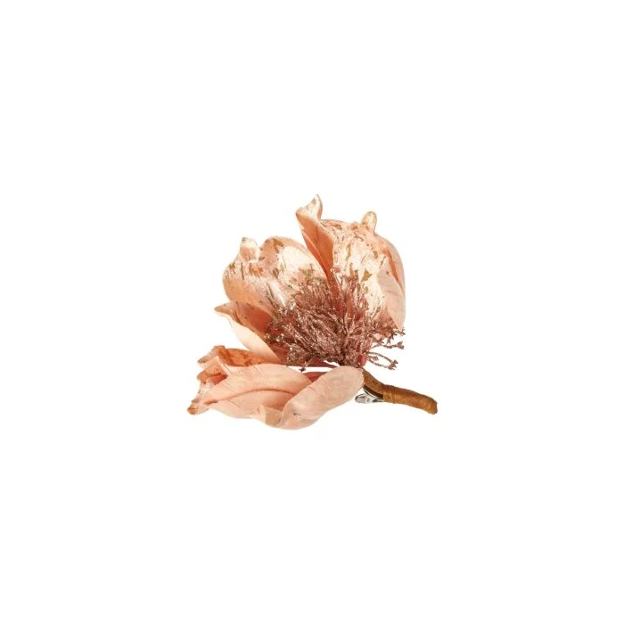 Blomhuvud med klämma magnolia beige