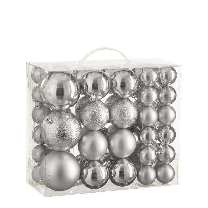Julkulor silverfärgade 46-pack