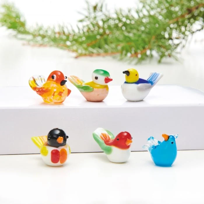 Glasfigurer fåglar 6-pack