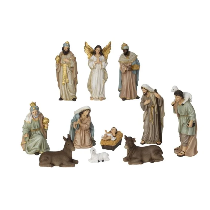 Julkrubba med 11 figurer 4,5 till 22 cm höga