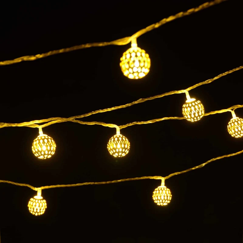 LED-ljuskedja med guldkulor, 3 meter