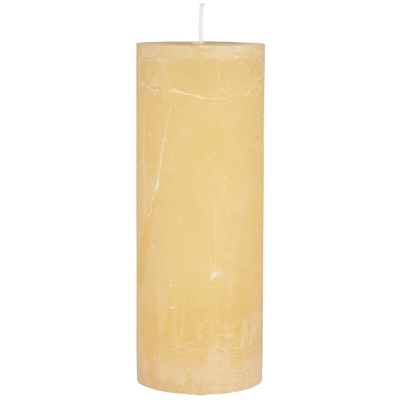 Rustikt blockljus limonad gult 18 cm högt