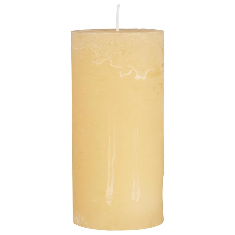 Rustikt blockljus limonad gult 14 cm högt