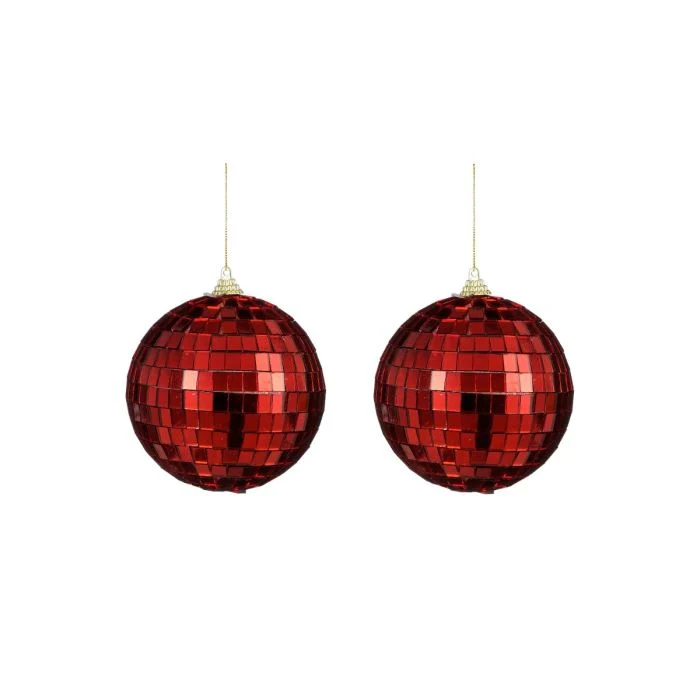 Spegelkulor röda 10 cm i dia 2-pack