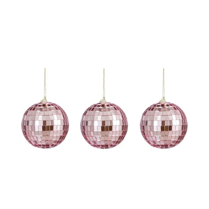 Spegelkulor rosa 8 cm i dia 3-pack
