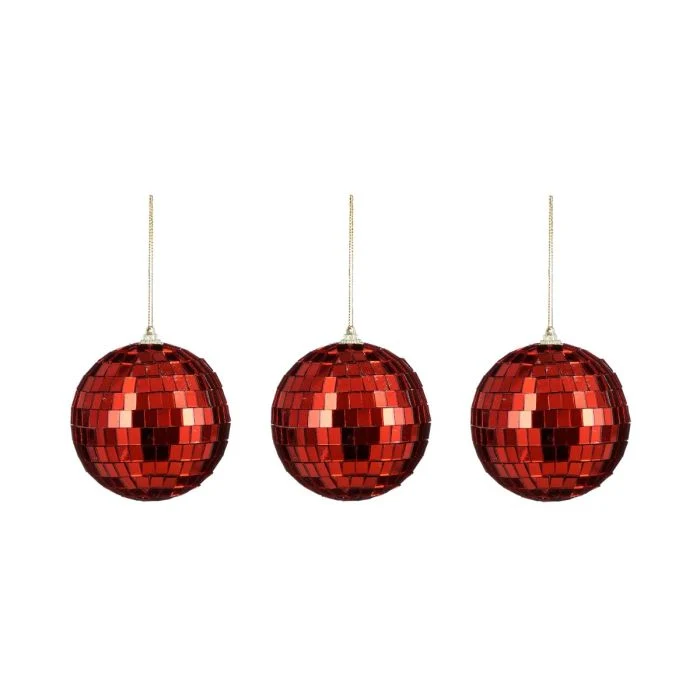 Spegelkulor röda 8 cm i dia 3-pack