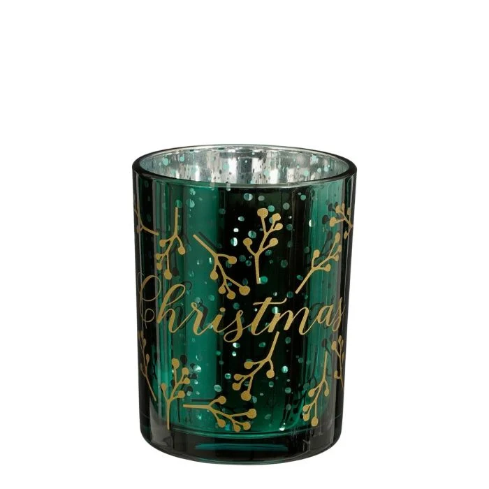 Värmeljushållare Christmas grön 12 cm hög